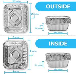 C18 Aluminum Rectangle Disposable <b>Foil</b> Tray Plastic Dome Lid 700ML 1.5LB Eco-Friendly Food Grade Go Food Pan SJY-1230-01 - Product Image 2