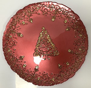 Assiettes de présentation en verre de style sapin de Noël <span class=keywords><strong>rouge</strong></span>, <span class=keywords><strong>sous</strong></span>-assiettes, ensembles de vaisselle de mariage, vaisselle pour restaurant - Product Image 1