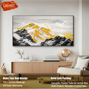 <span class=keywords><strong>Peinture</strong></span> à l'huile sur toile, paysage de <span class=keywords><strong>montagne</strong></span>, texture dorée, impasto, art abstrait brillant, <span class=keywords><strong>peinture</strong></span> au <span class=keywords><strong>couteau</strong></span> épaisse, art mural sur toile - Product Image 2