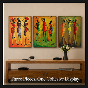 Arte de Pared en Lienzo con Figuras Africanas Inspiradas en el Estilo Vintage, Impresiones Coloridas y Alargadas para Decoración de Interiores de Sala de Estar, Pasillo u Hotel - Product Image 2