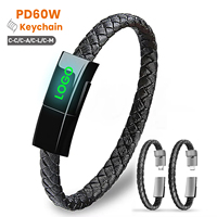 Cargador Portátil PD60W 240W 27W de Cuero, Mini Brazalete USB con Cable de Carga y Sincronización de Datos Superrápido para Teléfonos Android Tipo-C
