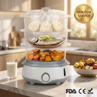 Vaporera Eléctrica de 3 Niveles OEM ODM - Vaporera Multifuncional Certificada por la FDA, CE y RoHS para Verduras, Pescado y Panecillos