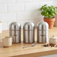 Ensemble de 3 boîtes de rangement en acier inoxydable certifiées LFGB, écologiques, design cylindrique en forme de dôme, pour le thé
