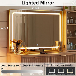 Tocador de Maquillaje al por Mayor, Moderno, de Diseño Personalizado, Sencillo, Multifuncional, con Luz LED y Espejo para Dormitorio - Product Image 3