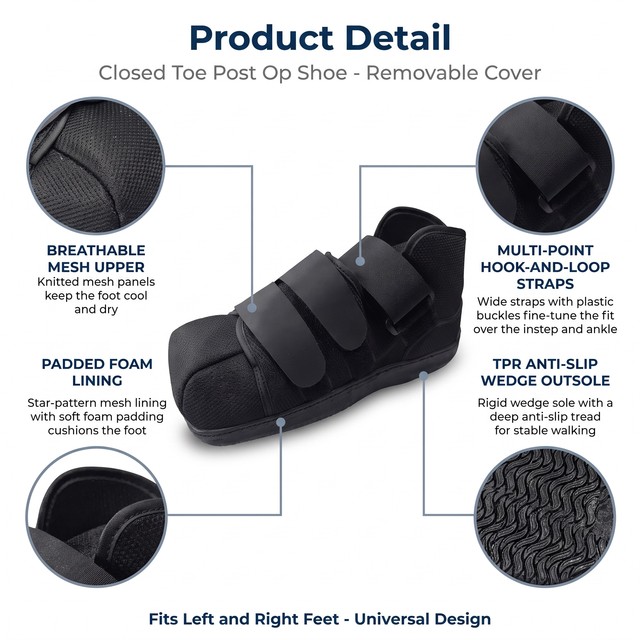 Custom ODM OEM Closed Toe Post Op Shoes CE ISO Approved Breathable Mesh Lining EVA TPR Sole Left Right Feet Toe Fracture Factory