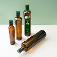 Botellas Redondas de Vidrio Ámbar Vacías para Aceite de Oliva, de Grado Alimenticio, Personalizadas, de 100 ml, 250 ml, 500 ml, 750 ml y 1000 ml, con Tapa de Plástico, al por Mayor