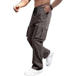 Mens Casual Baggy <b>Cargo</b> <b>Pants</b> Elastic Waist <b>Stretch</b> Sweatpants Loose Fit Multi Pockets Outdoor Hiking Workout Joggers - Product Image 1
