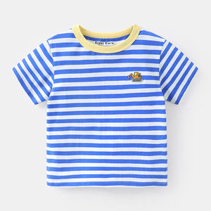 T-shirt d'été en coton polychrome à rayures pour enfants, vente en gros, provenant d'un fournisseur chinois - Product Image 5