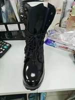 Bottes tactiques longues en cuir brillant à semelle en caoutchouc Panama TSB906, 11 pouces, 28 cm, bottes de service, chaussures de chantier DMS