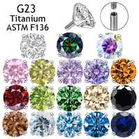 Boucles d'oreilles en titane F136 avec zircon 5A à quatre griffes, accessoires de piercing pour clous de nez et têtes d'ancres dermiques