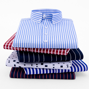 Camicia da uomo OEM a maniche lunghe stampata a righe, 100% poliestere, taglie forti, casual ed elegante, vestibilità regolare - Product Image 1