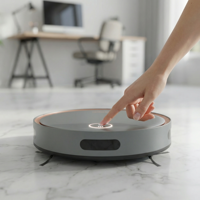 Aspirateur robot automatique rechargeable 3-en-1 intelligent et écologique pour balayage, lavage et nettoyage des bords (humide/sec) pour hôtels