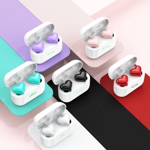 Audífonos Inalámbricos Mini para Niñas, con Forma <span class=keywords><strong>de</strong></span> Corazón, Resistentes al Agua, con Cancelación <span class=keywords><strong>de</strong></span> Ruido, Control por Voz y Pantalla <span class=keywords><strong>de</strong></span> Batería, para Deportes - Product Image 1