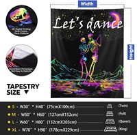 Personnalisé Blacklight Danse Squelette Amoureux Tapisserie Imprimé Tricoté Tenture Murale pour Chambre Dortoir Partie Toile de Fond Décor