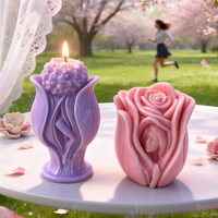 N-065 Lilin Aroma Bunga Mawar 3D untuk Pembuatan Lilin Aromaterapi dari Lilin Kedelai Ramah Lingkungan untuk Hadiah Hari Valentine Dekorasi Kamar Mandi