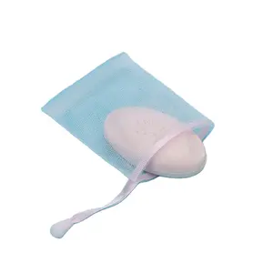 Drawstring Organza Cleansing Net Mesh Small Soap Bags logotipo ou nome da empresa a ser impresso e mostrado na fita