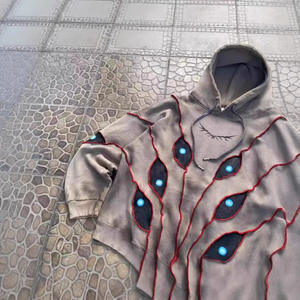 美式暗黑复古重工眼3D打印数码印花长款宽松连帽衫街头时尚男女款 - Product Image 3