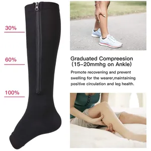 Wholesale Zipper <b>Compression</b> Socks Calf Open Toe <b>Stockings</b> <b>for</b> Women <b>Men</b> Walking Running Cycling and Sports - Product Image 3