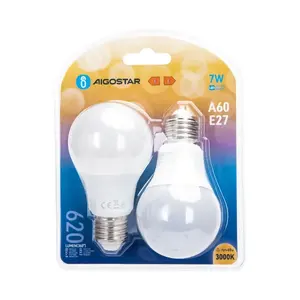 Ampoule LED A60 E27 7W, 2 pièces, lumière efficace et durable, idéale pour l'éclairage général dans les foyers et les bureaux. - Product Image 2