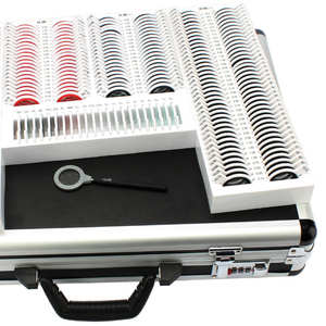 Instrumentos ópticos Juego de lentes de prueba óptica de medición Caja de Optometría de lentes de prueba óptica 266 con caja de aluminio Riim de metal brillante - Product Image 1