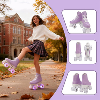 Patins à roulettes quad OEM/ODM en gros avec 4 roues lumineuses en PU, patins de location pour patinoires