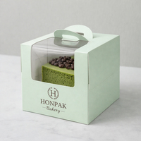 Boîte à gâteau personnalisée HONPAK, emballage bento, tiramisu, boîte à gâteau blanche jetable avec fenêtre transparente en plastique et poignée
