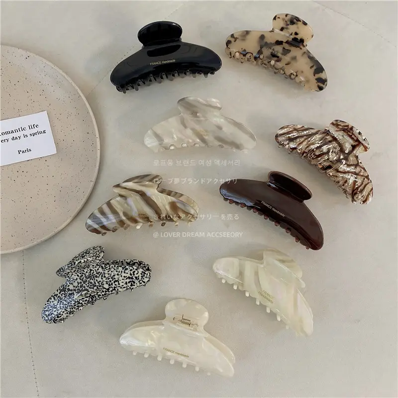 10.5 CM New Leopard Print Shell Clip per capelli in acetato di marmo Sweet Girl Grab Shark Clip accessori per capelli Clip artiglio per capelli