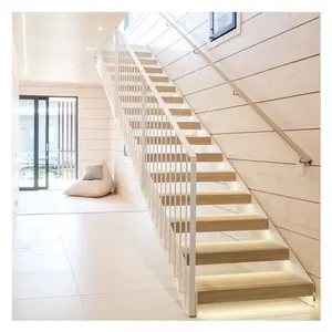 CBMMART家庭楼梯发光二极管灯台阶现代发光二极管照明楼梯木制踏板楼梯设计