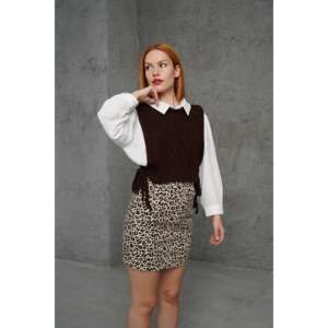 Pull en tricot marron pour femme, manches longues, décontracté, anti-boulochage, avec détails en dentelle - Product Image 5