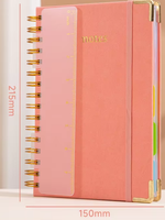 Carnet de budget A5 en cuir PU à spirale avec règle d'indexation et système d'enveloppes pour espèces