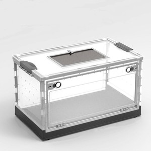 <span class=keywords><strong>Cage</strong></span> à <span class=keywords><strong>hamster</strong></span> en plastique PP à motif solide, <span class=keywords><strong>cage</strong></span> à insectes carrée respirante avec des trous d'aération et un couvercle rabattable - Product Image 1