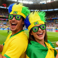 Perruque personnalisée en polyester avec drapeaux américains, brésiliens, mexicains et canadiens pour les supporters des drapeaux nationaux, pour le sport de football 2026