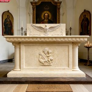 Púlpito de Iglesia YOUFINE Tallado a Mano en Mármol Blanco con Cuatro Esculturas de los <span class=keywords><strong>Evangelistas</strong></span> para Uso Religioso - Product Image 4