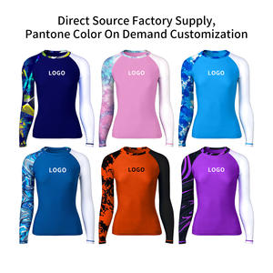 Traje de baño Rash Guard de mujer de manga larga con estampado personalizado Protección solar Camiseta de natación de secado rápido UPF 50 + Rashguard - Product Image 4