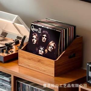 Wooden Vinyl <b>Record</b> Storage Box Rectangle <b>Standing</b> Type Solid Color <b>Record</b> Organizer For Home Office Use - Product Image 1