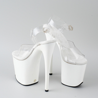 Sandales à plateforme pour femmes, talons aiguilles super hauts de 8 pouces, chaussures de pole dance, talons aiguilles en PVC, semelle antidérapante