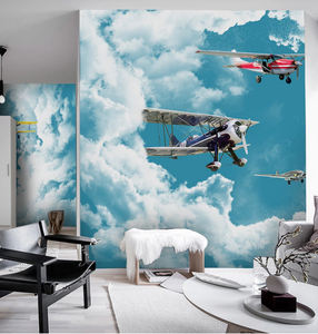 Autocollant de décoration d'avion 3D Sky Clouds pour chambre de garçon-Peel and Stick Roll | Papier peint expédition rapide - Product Image 5