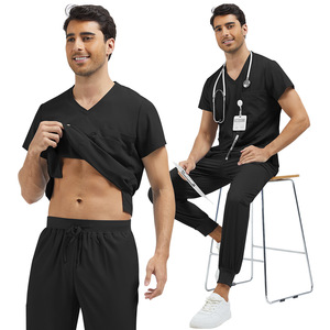 Conjuntos de Uniformes Médicos Unisex con Logotipo Personalizado 42304, Tela Twill con Mezcla de Spandex, para Uso en Hospitales, Enfermeras y Doctores, Parte Superior e Inferior con Bolsillos - Product Image 4