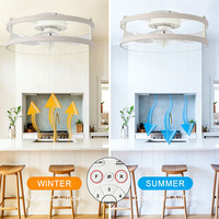 Ventilateur de plafond LED à 5 pales avec double cercle, 400 LED, gradation progressive tricolore, télécommande et contrôle par application, configuration Agi32