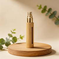 Atomiseur de parfum miniature écologique rechargeable en bambou avec vaporisateur et bouchons à vis, idéal pour les voyages, les fêtes, le bureau