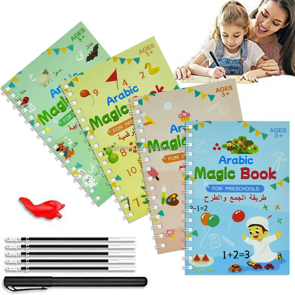 Kids Magic Practice Arabic Alphabet Calligraphy Arabic And Numbers Copybook Calligraphy Book Set For Beginners