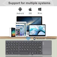 Clavier AZERTY Pliable Portable Mini Sans Fil B033 Ultra Mince à Trois Volets avec Pavé Tactile pour Smartphone Mobile