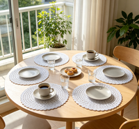 Set de table rond en papier tissé blanc classique, écologique, résistant à l'huile, 38 cm de diamètre, réutilisable, protection thermique pour la décoration de table