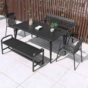 Outdoor Dining Set-Square Table 4 <b>Chairs</b> Aluminum Frame Industrial Design Weather Resistant UV Resistant Customizable Hotel - Product Image 5