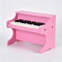 Portable Wooden Children's Electronic Keyboard Musical Instrument 25-Key Baby Piano Toy Education Toy Ages 7-12