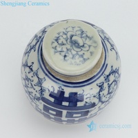 Jingdezhen stoples keramik mini dekorasi rumah pola kebahagiaan ganda kecil porselen biru dan putih cheep RZGC06-H