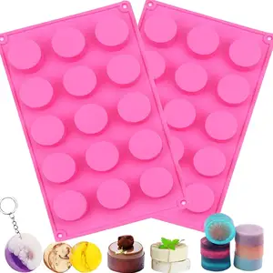 Moldes cilíndricos de silicona de 15 agujeros para hacer pastel de Chocolate, pudín, molde de silicona para hornear pasteles de jabón