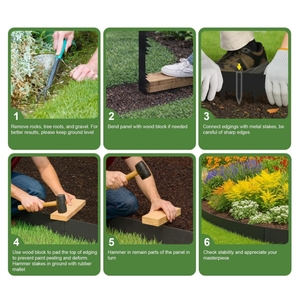 Bordures de jardin en métal flexibles personnalisées avec piquets et jardinières pour aménagement paysager, parterres de fleurs, allées de jardin et allées d'arbres - Product Image 6