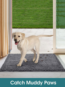 Alfombrilla para puerta de perro para patas fangosas que absorbe la humedad y la suciedad, alfombrilla de barro para perros, alfombrilla lavable para puerta interior, alfombra de secado rápido para mascotas, chenilla
