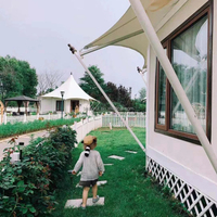 Tente de glamping de style européen BABERY en acier inoxydable, une chambre, un salon et une salle de bain